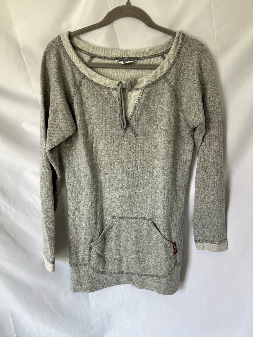 NWOT Womens HARD TAIL Heathered Grey* Drawstring Tunic Sweater